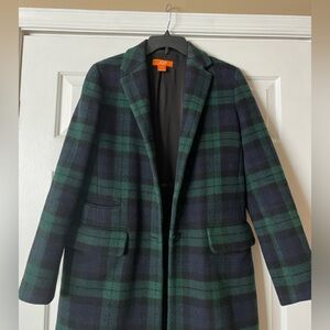 Women's Navy and Green Plaid Coat Size M